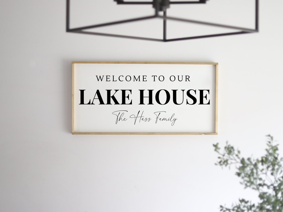 Welcome To Our Lake House Sign Wood Family Name Sign Housewarming Gift Established Sign Farmhouse Sign