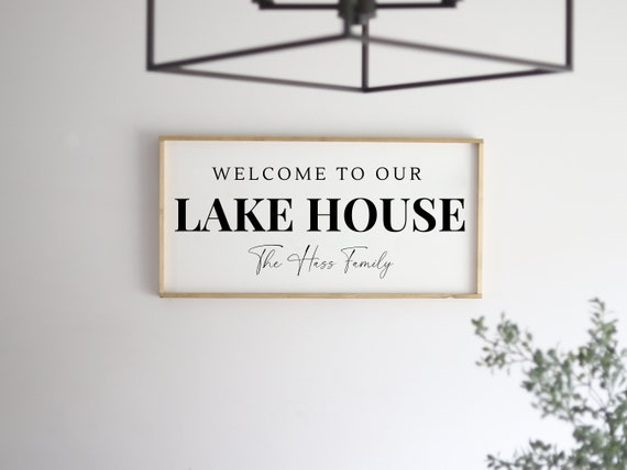 Welcome To Our Lake House Sign Wood Family Name Sign Housewarming Gift Established Sign Farmhouse Sign