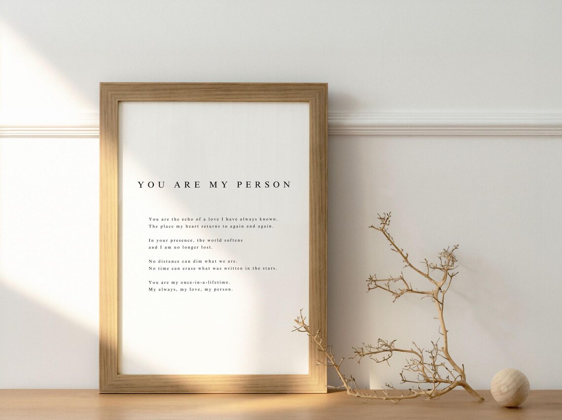You Are My Person Once In A Lifetime True Love Poem Gift Poster