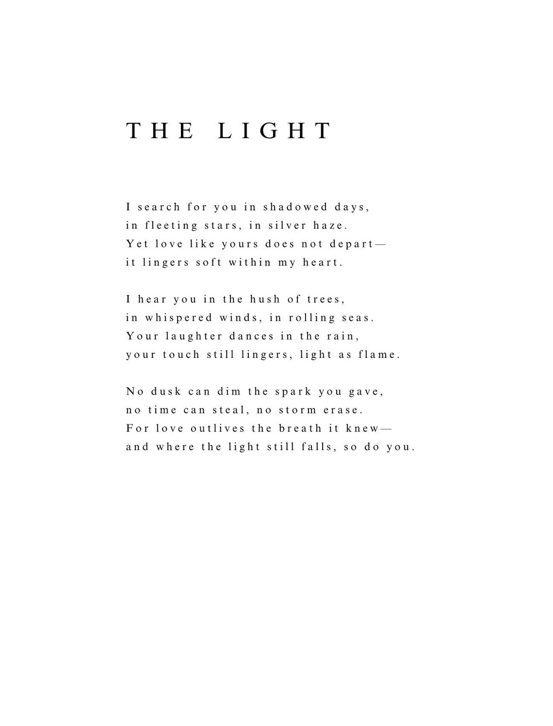 The Light Grief Remembrance Poem Comfort Tribute Keepsake Poster - Image 2