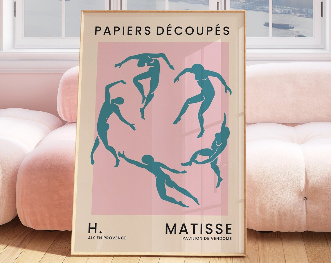 Henri Matisse The Dance Papiers Decoupes Teal Dancers Pink Abstract Poster
