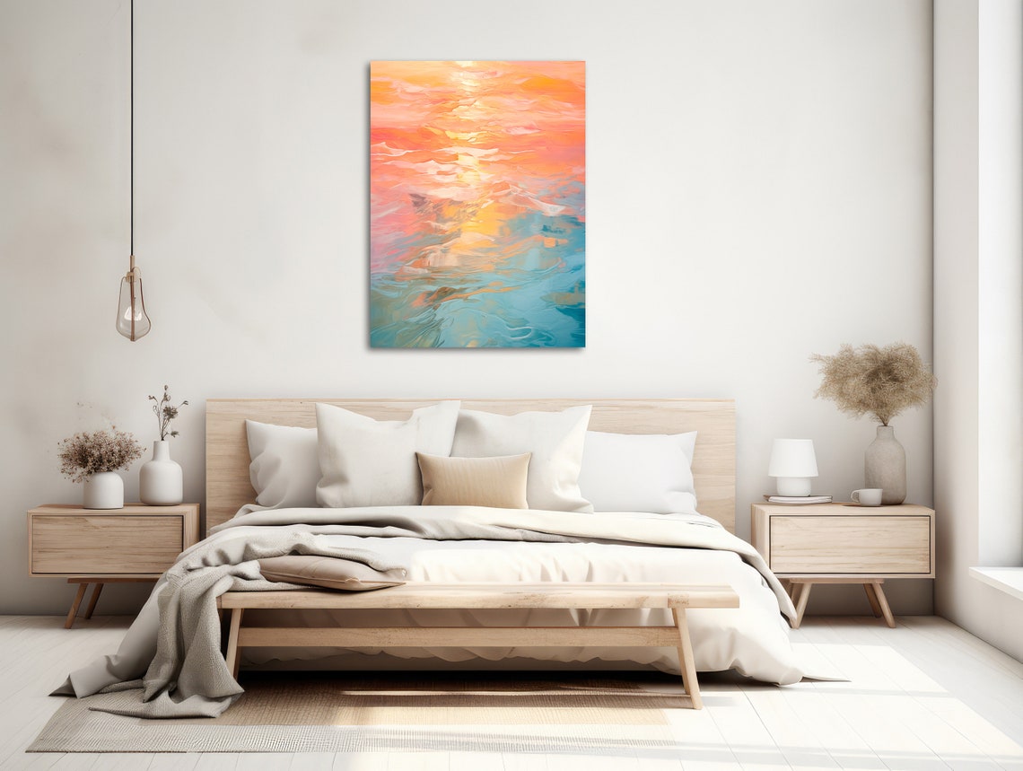 Orange Sunset Ocean Reflection Abstract Seascape Coastal Poster - Image 2