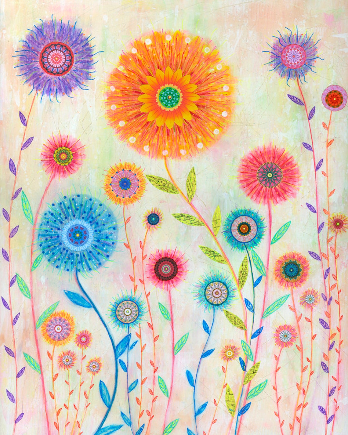 Large Flower Painting Colorful Abstract Flower Painting Large Poster Art Print Art For Living Room Dining Room Bedroom Decor