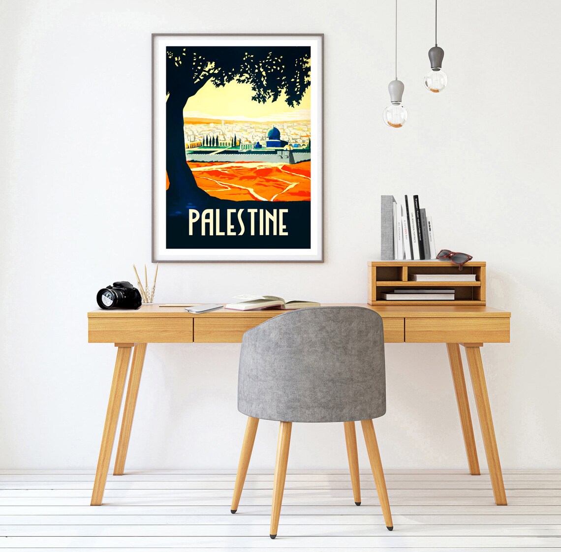 Palestine Vintage Retro Travel Poster Jerusalem Dome Skyline Art - Image 2