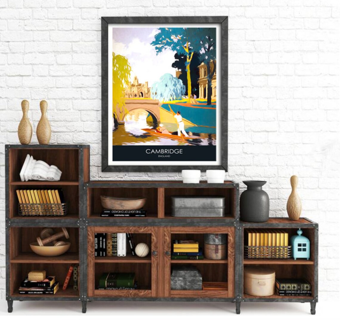 Cambridge Retro Travel Poster, River Cam Punting Print - Image 2