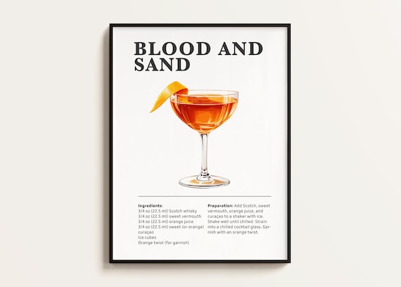 Blood and Sand Scotch Cocktail Recipe with Orange Twist Poster