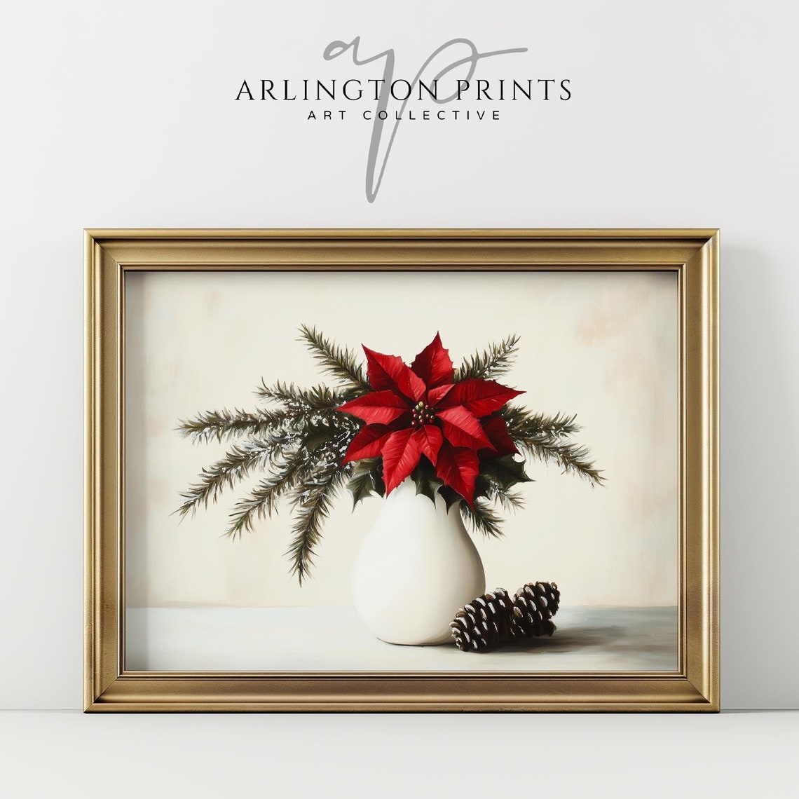 Festive Red Christmas Flowers Print Poinsettia Wall Art Vintage Red Holiday Home Decor Seasonal Farmhouse Christmas Art Print
