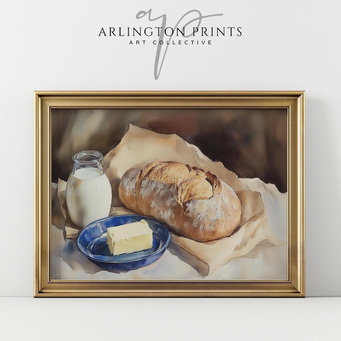 Rustic Bread Milk And Butter Still Life Farmhouse Kitchen Poster