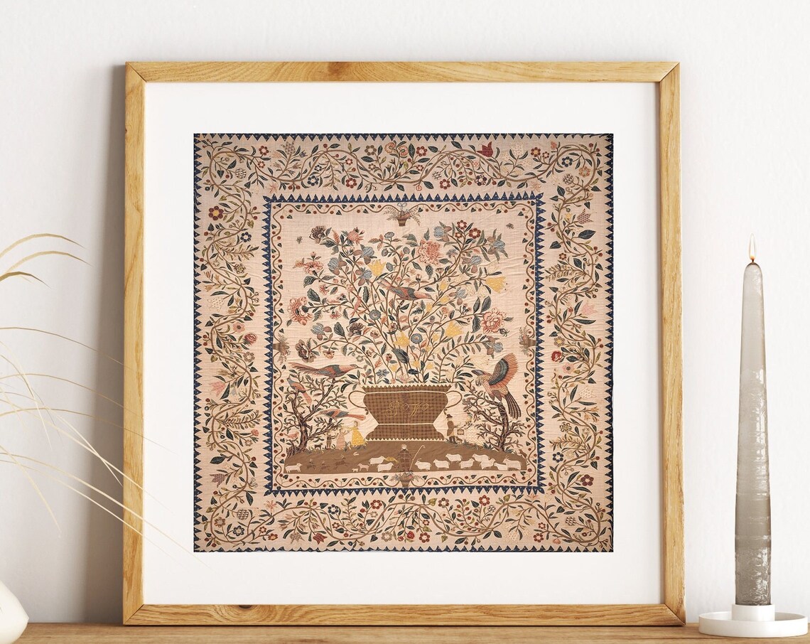 Palampore Tree of Life With Birds Vintage Textile Style Art Poster