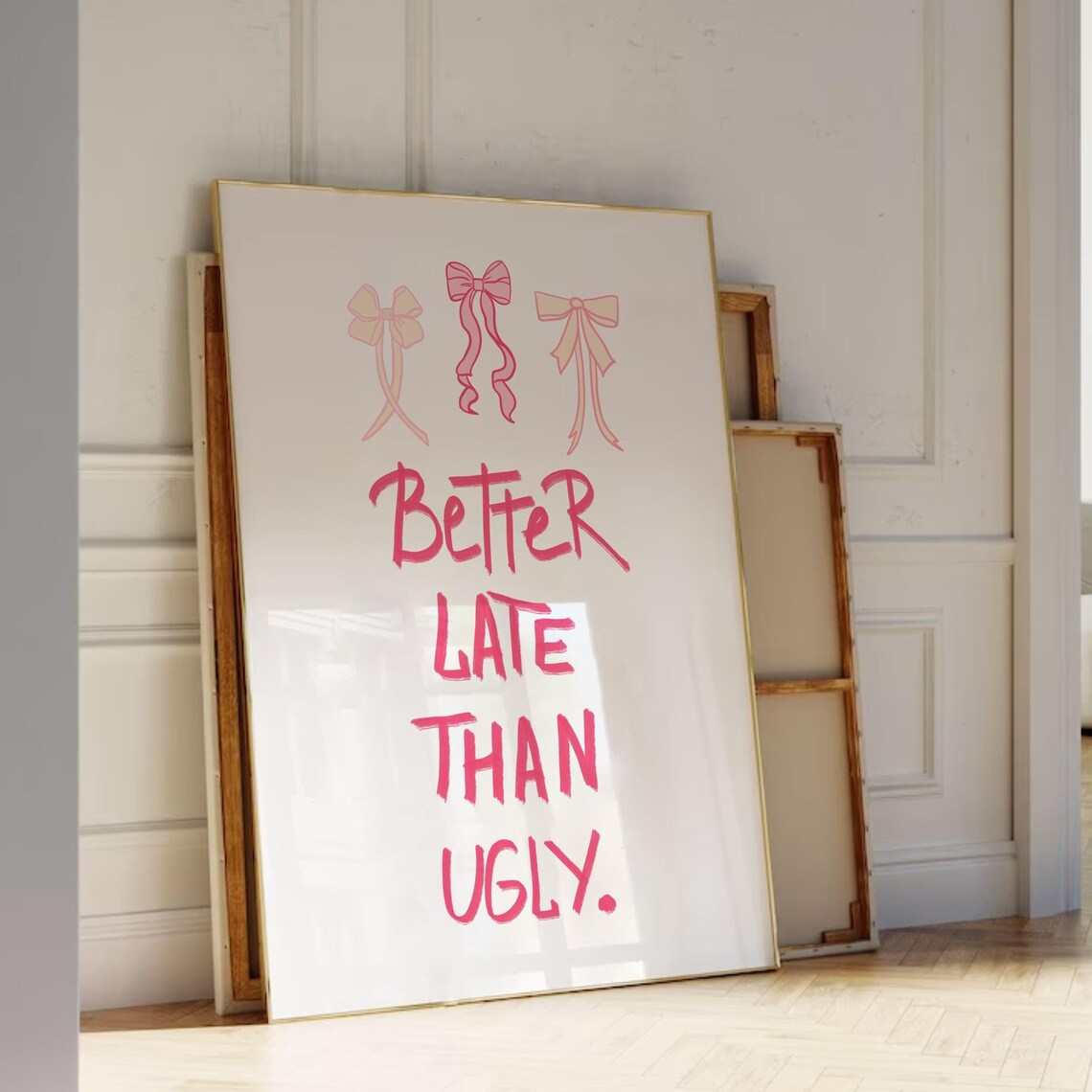 Better Late Than Ugly Pink Bathroom Art Print