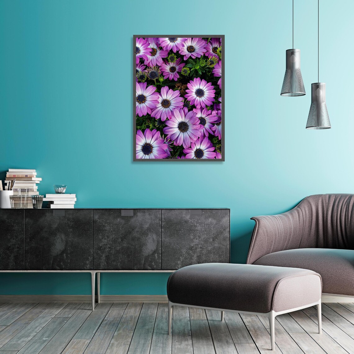Purple Daisy Botanical Wall Decor, Nature Inspired - Image 4