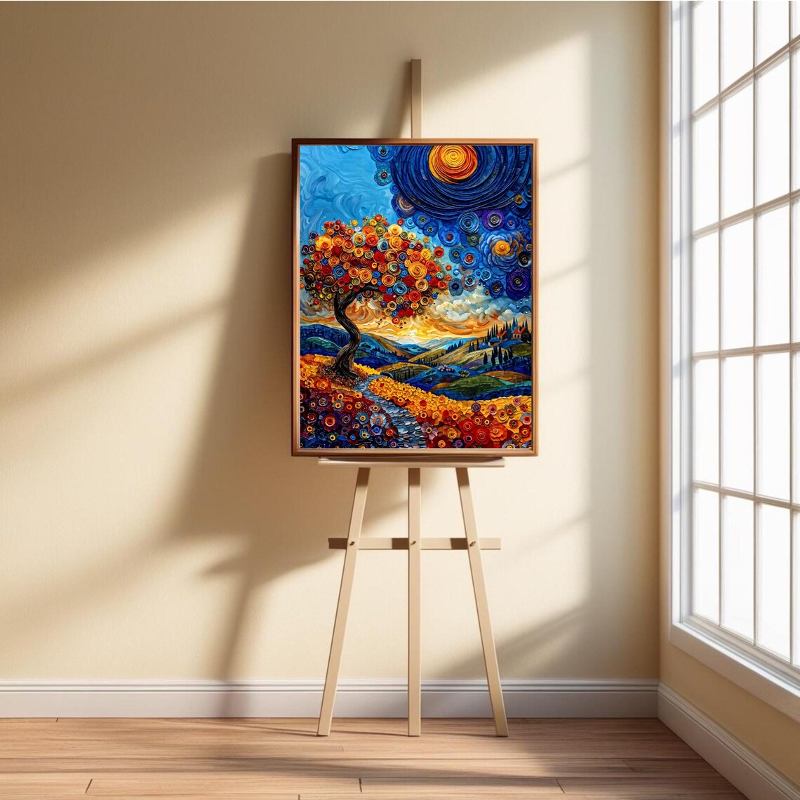 Whimsical Bloomscape, Van Gogh Style Floral Landscape - Image 2