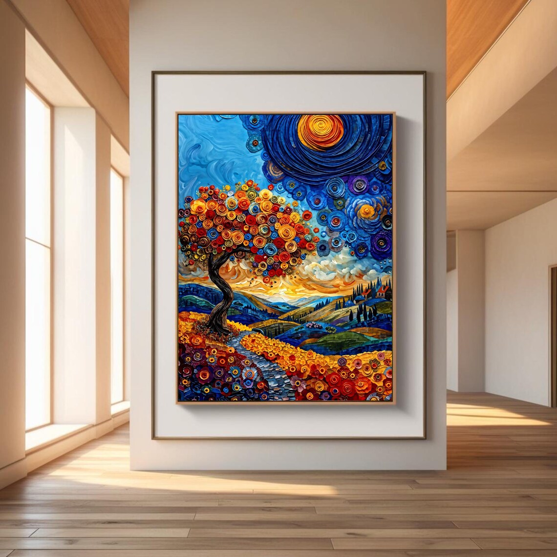 Whimsical Bloomscape, Van Gogh Style Floral Landscape - Image 5