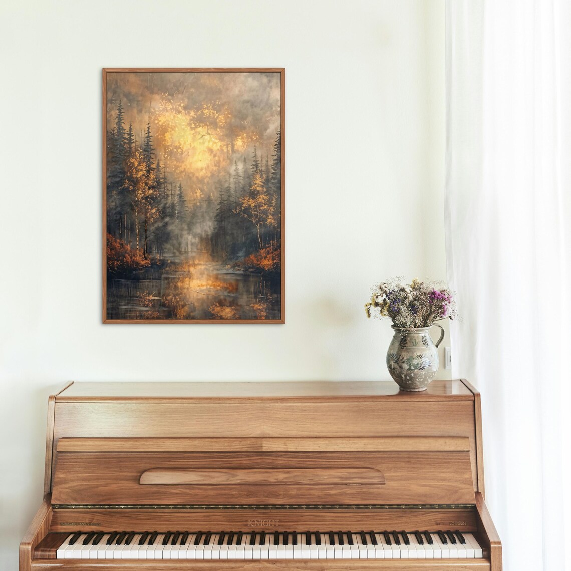 Autumn Forest Mist Art Print, Fall Landscape - Image 5