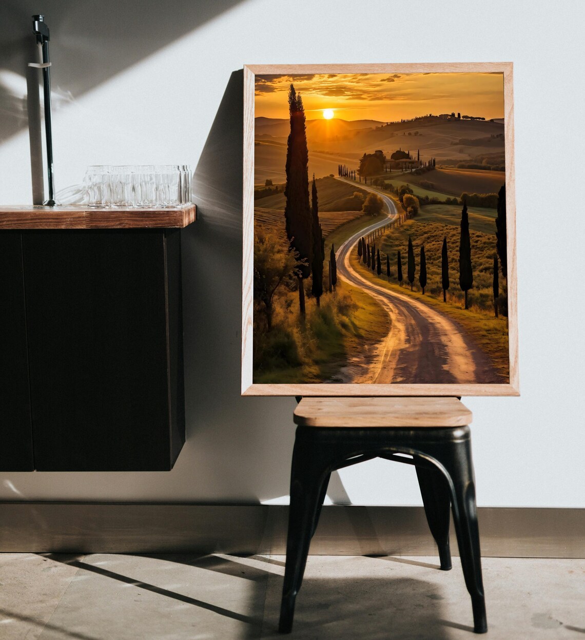 Tuscany Sunset Road, Scenic Landscape Art Print - Image 5