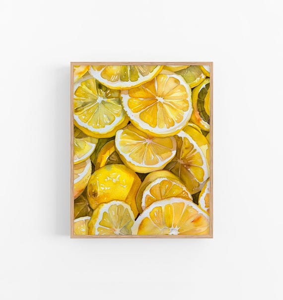 Lemon Slices Watercolor Art Print Lemon Watercolor Painting Citrus Wall Art Decor Kitchen Art Print By Feelingprints