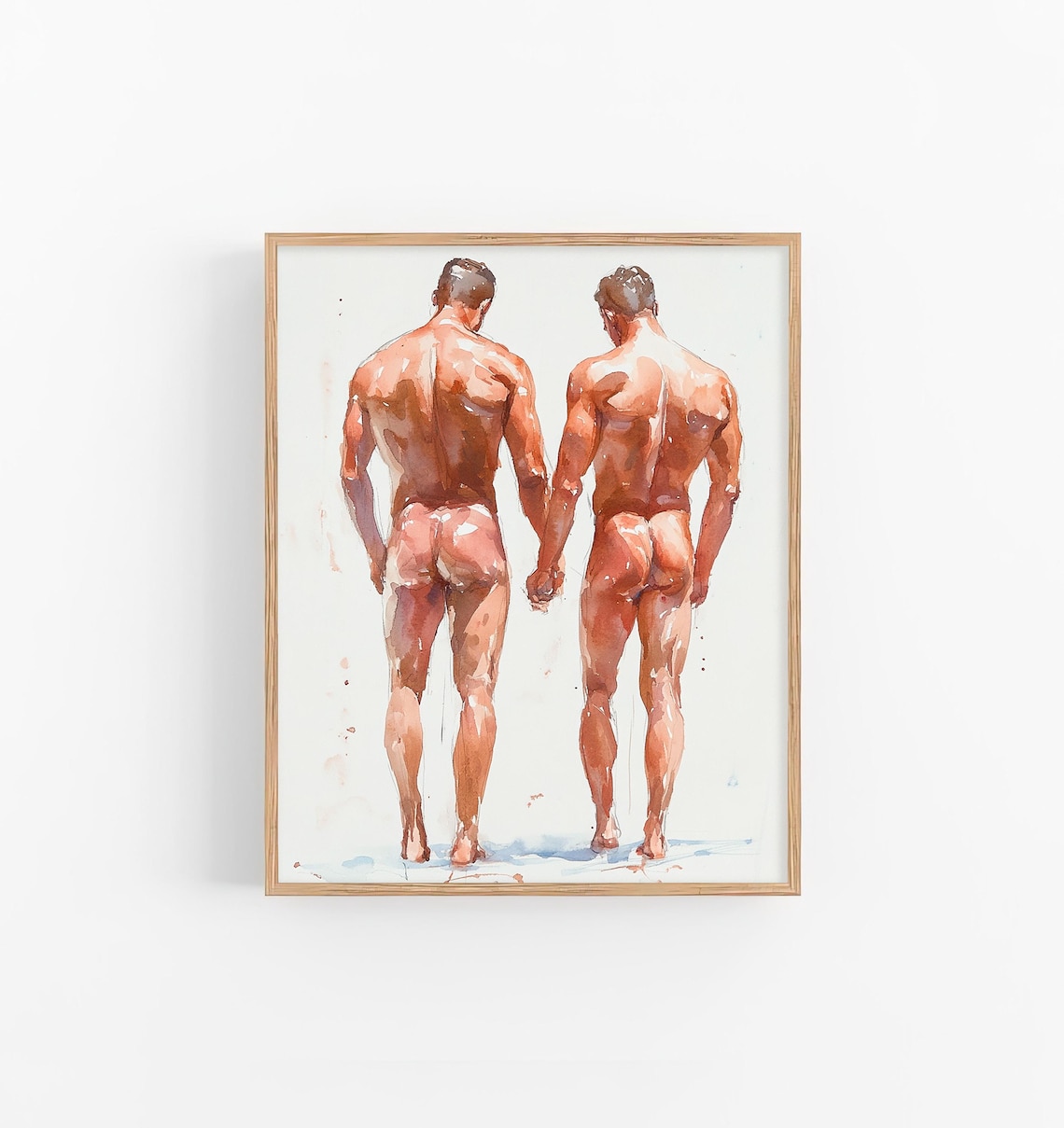 Gay Bodies Watercolor Painting, Friendship Art Print