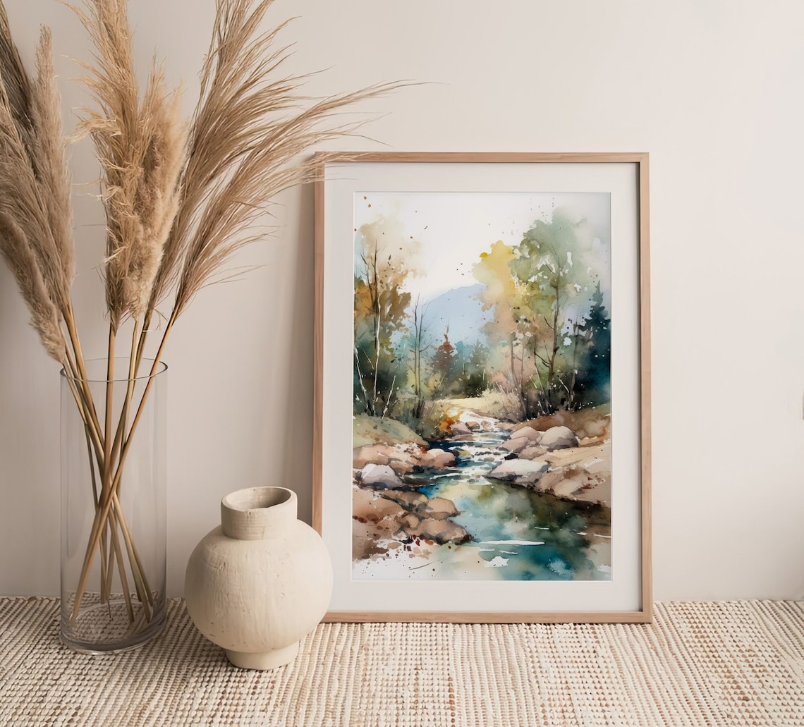 Lake Clark Watercolor Art Print, Alaska Mountain - Image 4