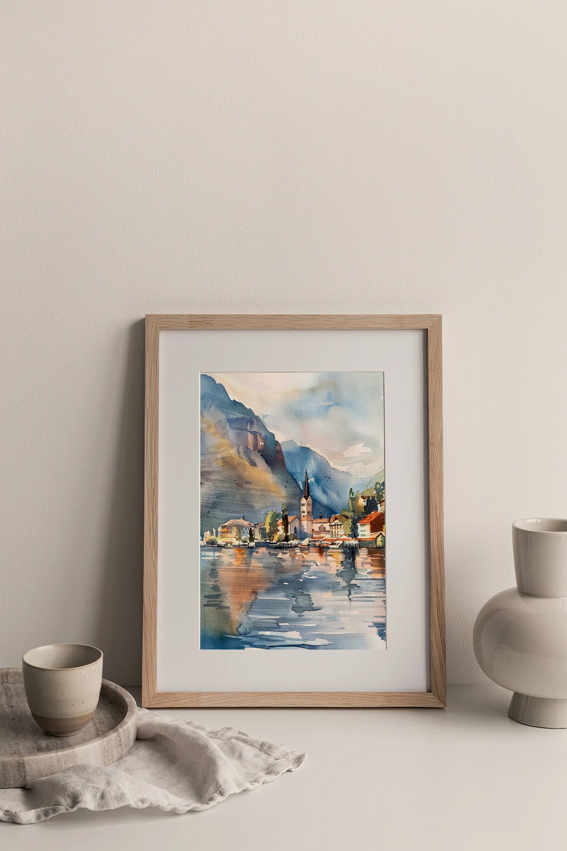 Lake Como Watercolor Art Print, Italy Travel Poster - Image 3