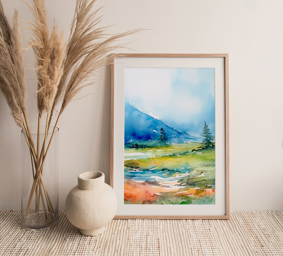 Fishlake Forest Watercolor Landscape Art Print - Image 2