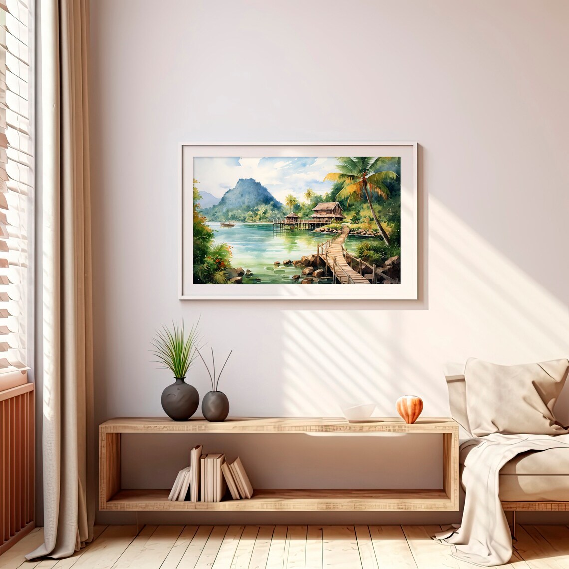Thailand Watercolor Mountains Phi Phi Island Art Print - Image 5