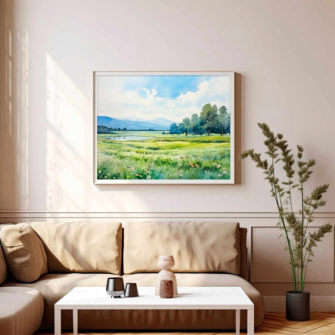 Meadow Fields, Lake District Watercolor Art Print - Image 2