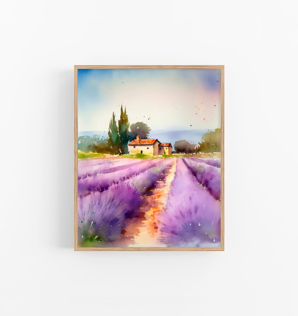 Provence Lavender Field Stone Farmhouse Watercolor France Poster