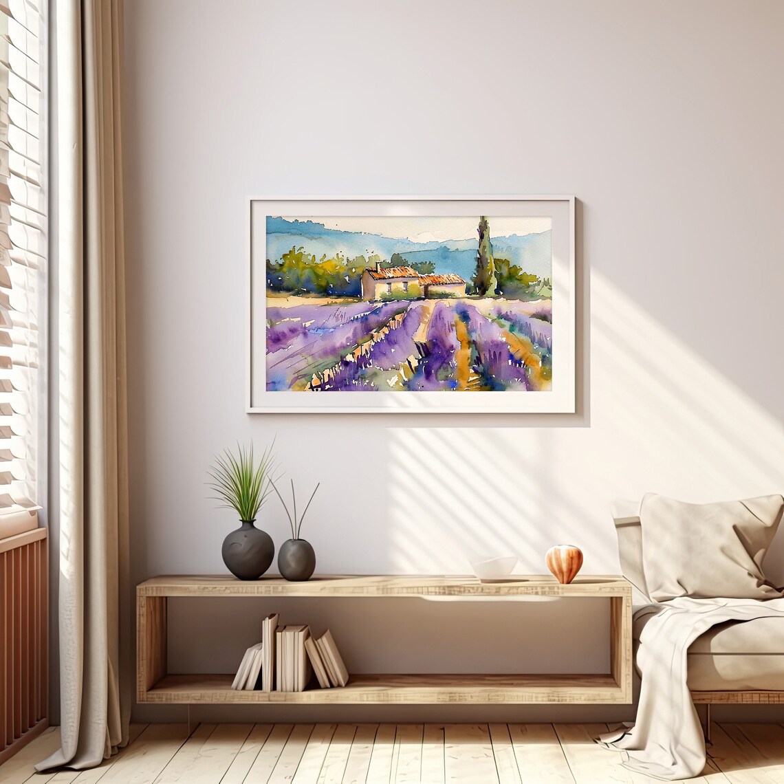 Provence Countryside Lavender Fields Watercolor Art Print - Image 5