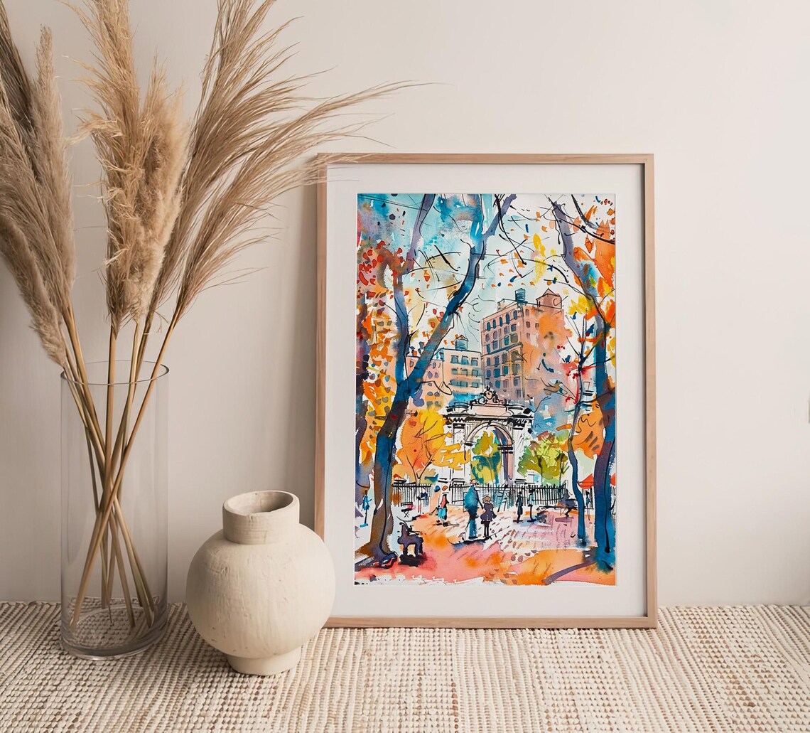Washington Square Watercolor New York Travel Poster - Image 3