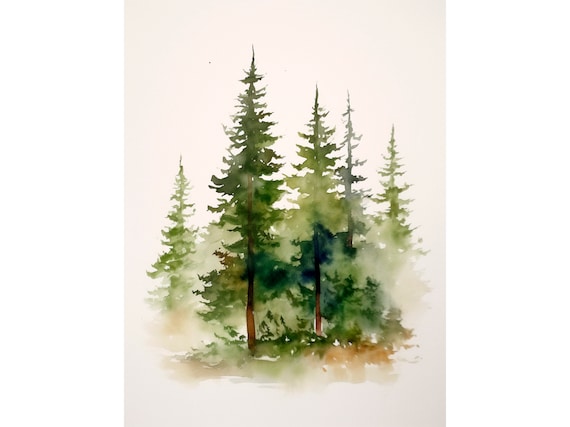 Pacific Northwest Forest Watercolor Art Print