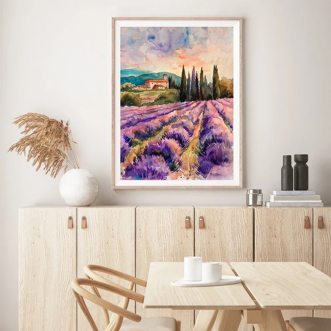 Provence Lavender Fields Farmhouse Sunset Watercolor Field Poster - Image 5
