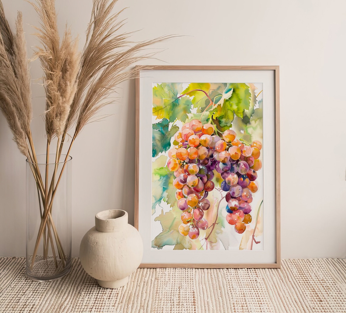 Grapes Watercolor Painting Napa Valley Art Print - Image 4