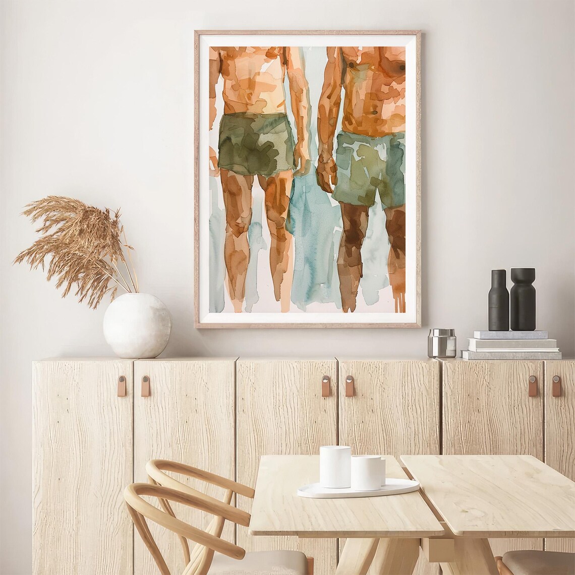 Male Bodies Watercolor Art Print, Friendship Wall Art - Image 5