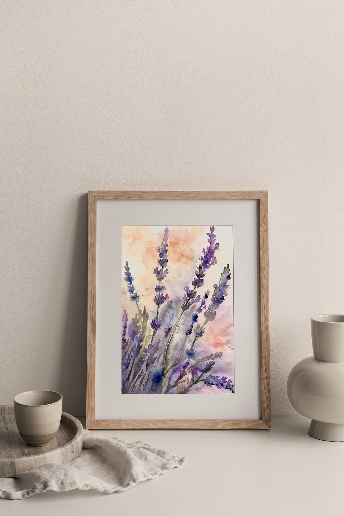 Lavender Sprigs Purple Blooms Watercolor Botanical Scene Poster - Image 2