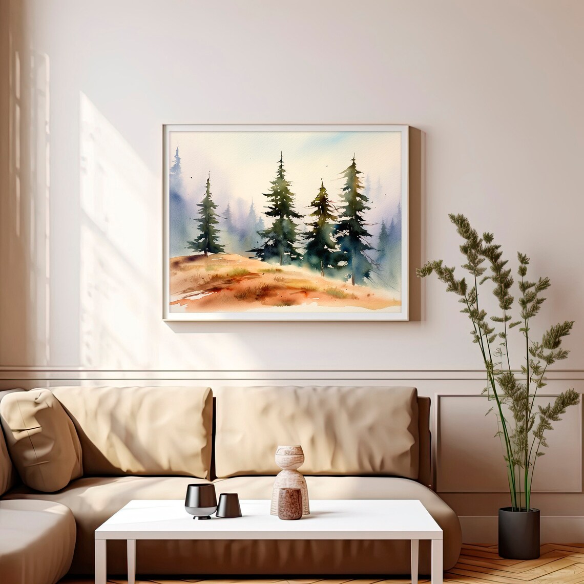 Adirondack Mountains Watercolor Art Print, Rustic Landscape - Image 3