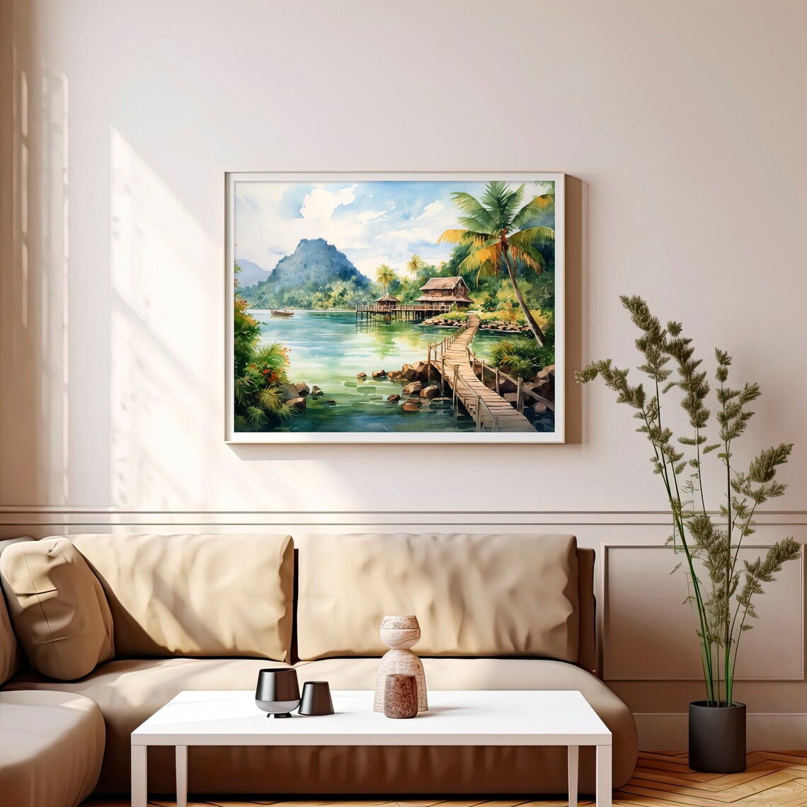 Thailand Watercolor Mountains Phi Phi Island Art Print - Image 3