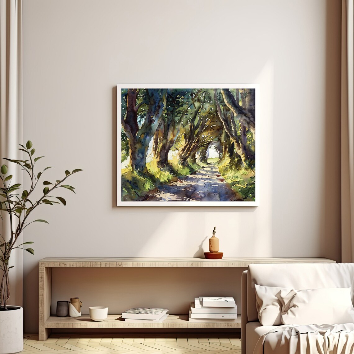 Dark Hedges Watercolor Art Print, Irish Landscape - Image 2