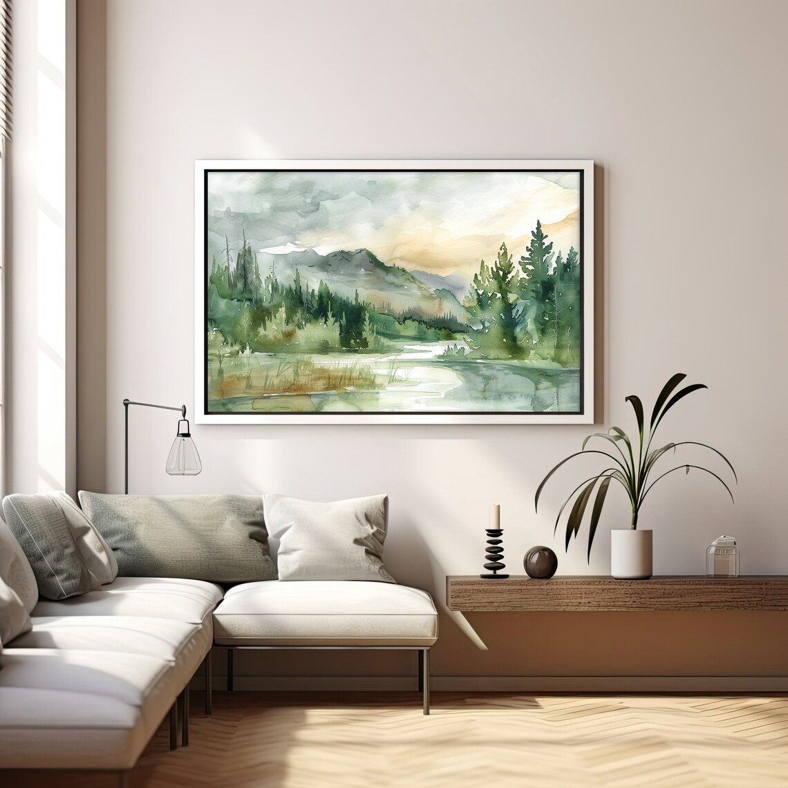 Lake Tahoe Forest Shoreline Mountain Watercolor California Poster - Image 4