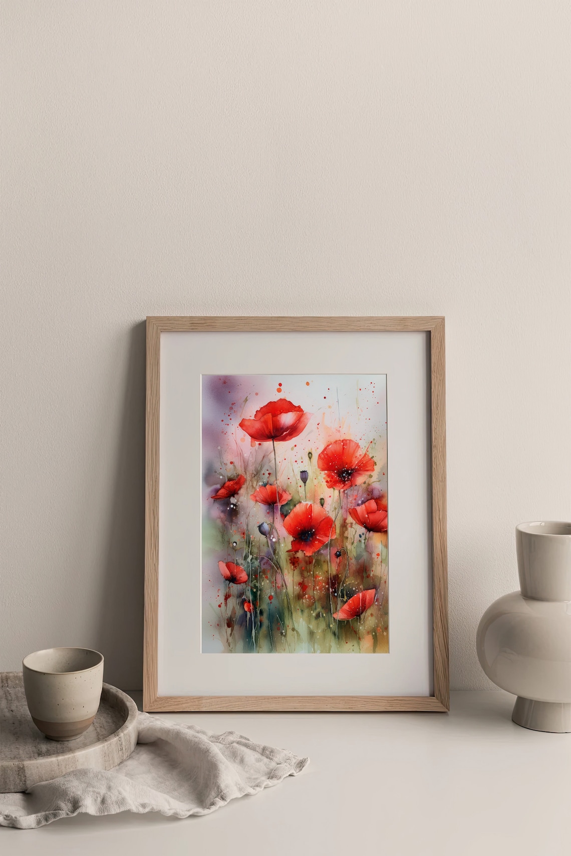 Red Poppy Watercolor Art Print, Floral Botanical - Image 4