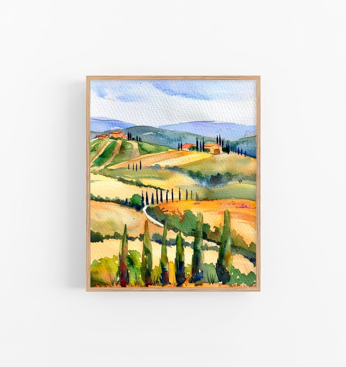 Tuscany Watercolor Art Print Tuscany Countryside Watercolor Painting Italy Wall Art Print Travel Gifts By Feelingprints