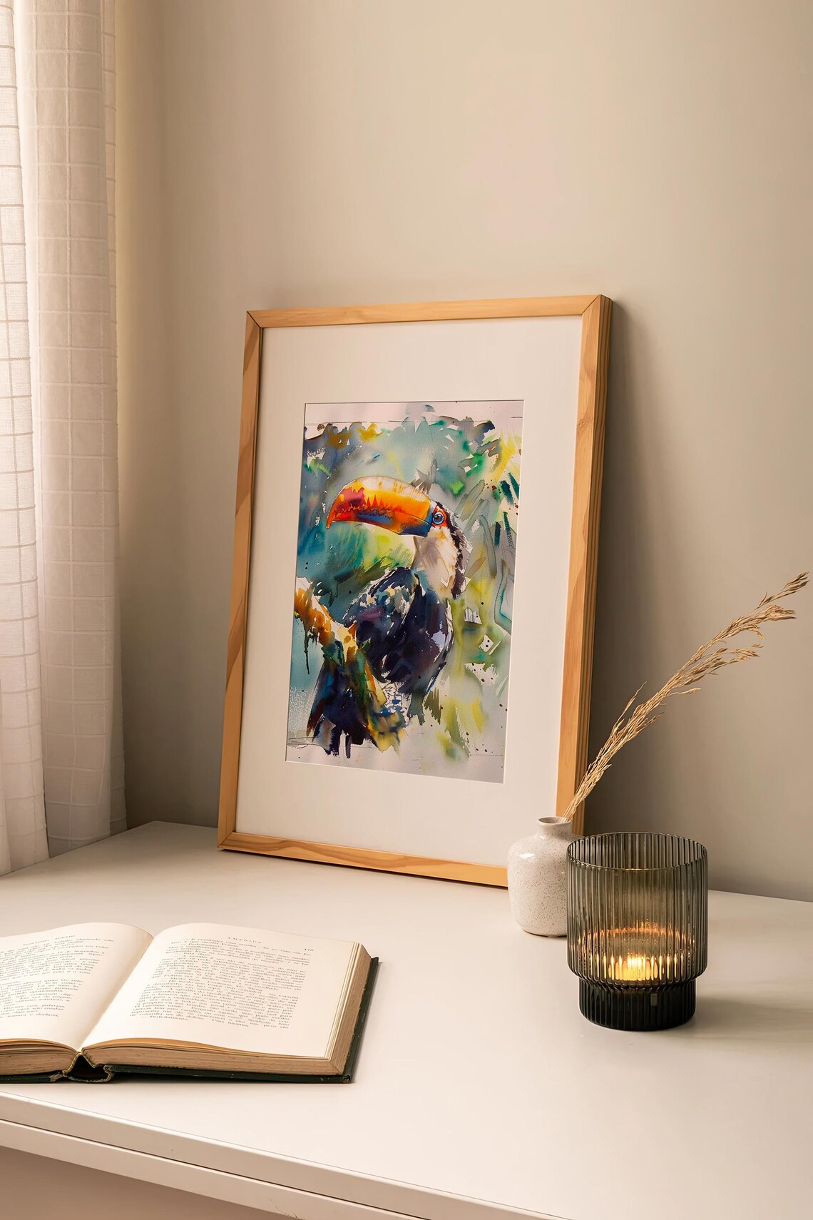 Tropical Toco Toucan Bird Expressive Watercolor Wildlife Poster - Image 2