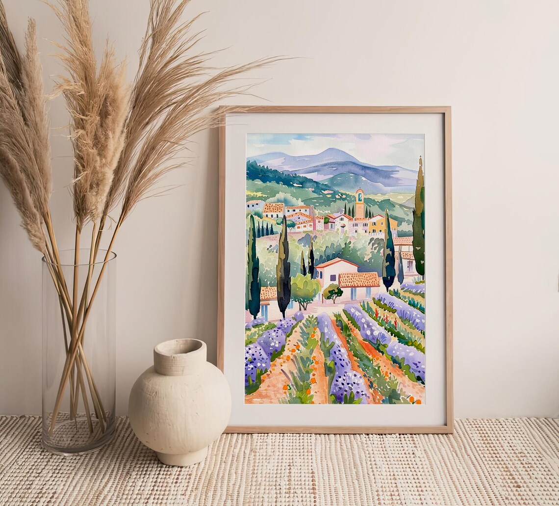 Provence Countryside Watercolor Art Print - Image 4
