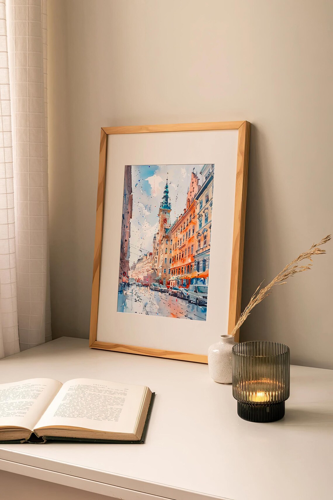 Vienna Old Town Street Historic Tower Watercolor Cityscape Poster - Image 2