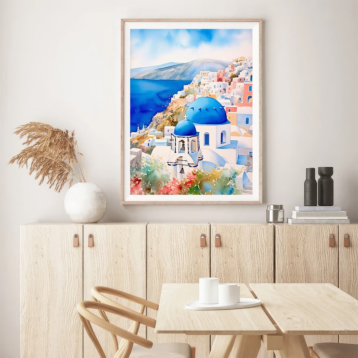 Santorini Watercolor Painting Greece Art Print - Image 5
