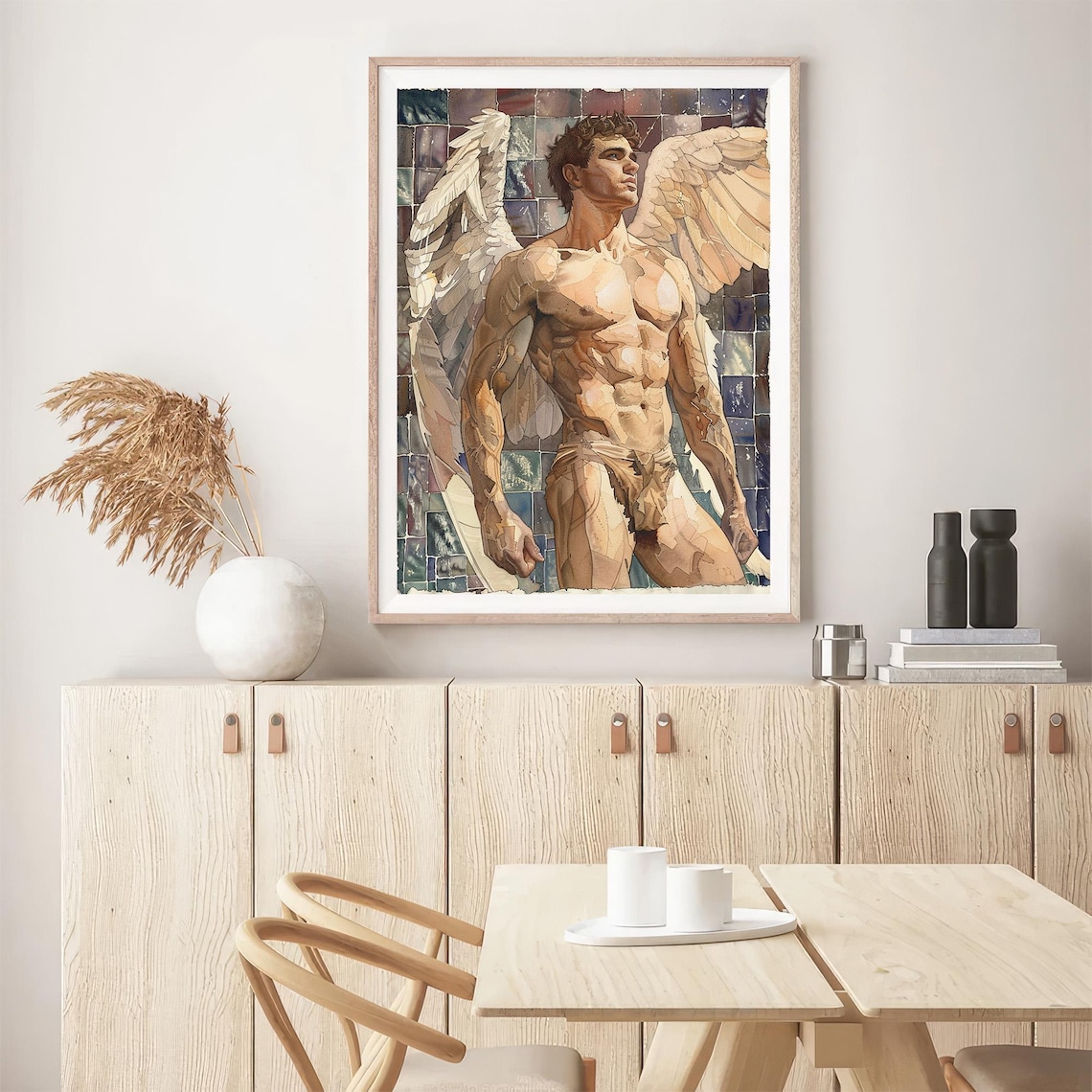 Gay Angel Watercolor Male Body Art Print - Image 5