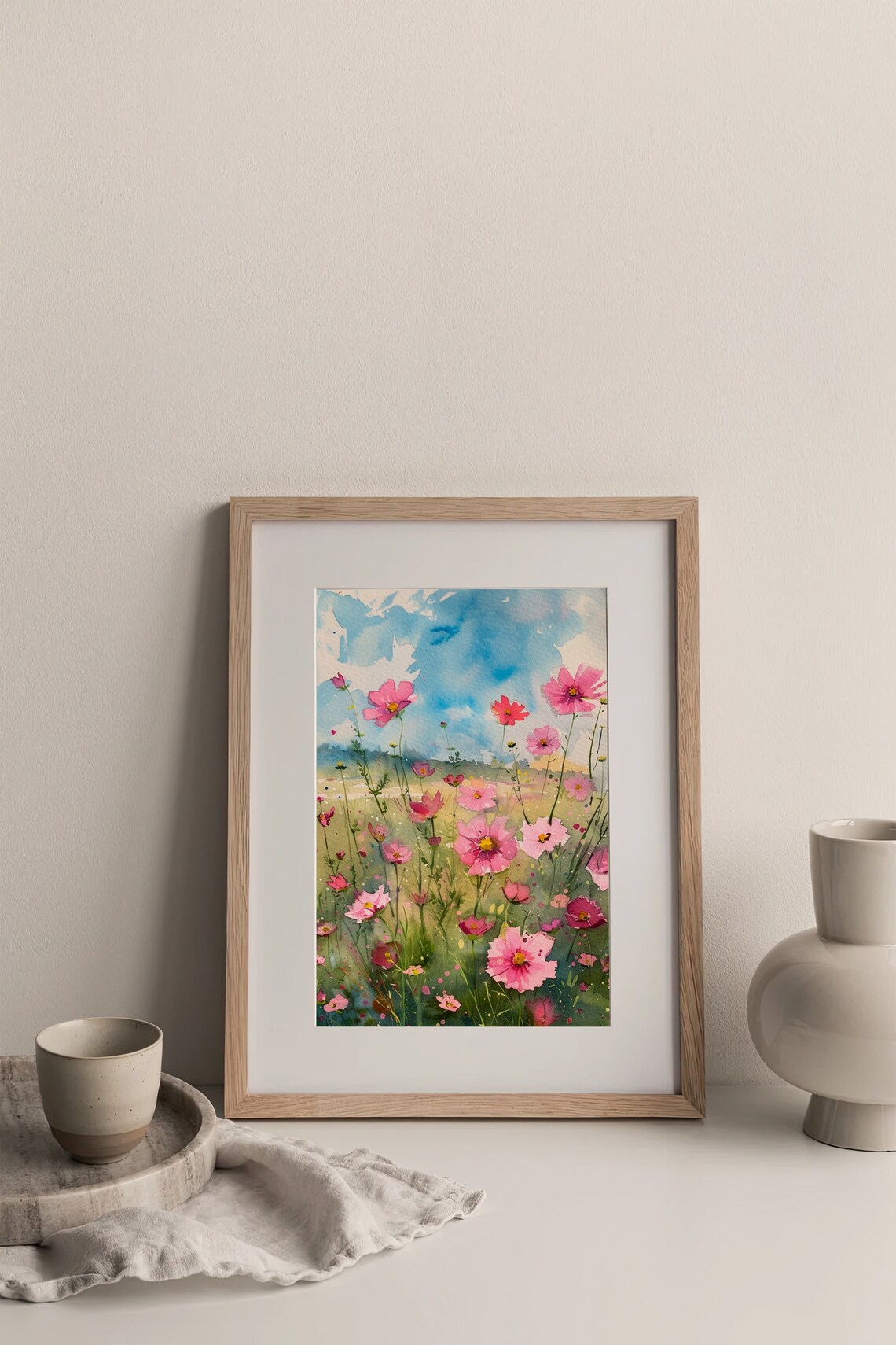 Cosmos Flowers Watercolor Art Print, Botanical Decor - Image 3