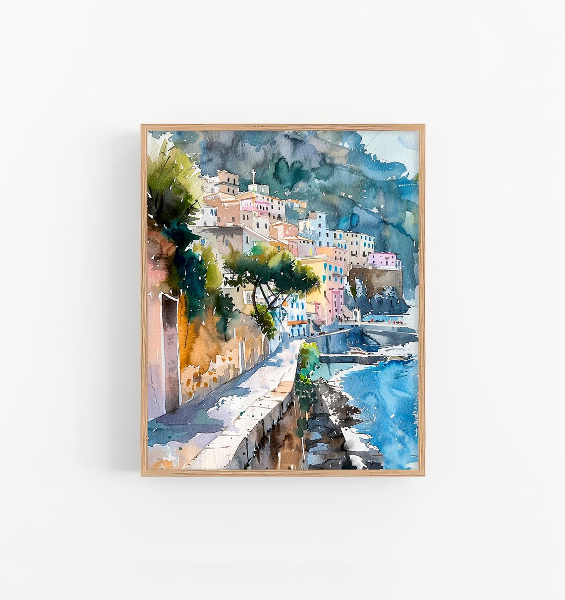 Sorrento Cityscape Watercolor Art Print, Italy