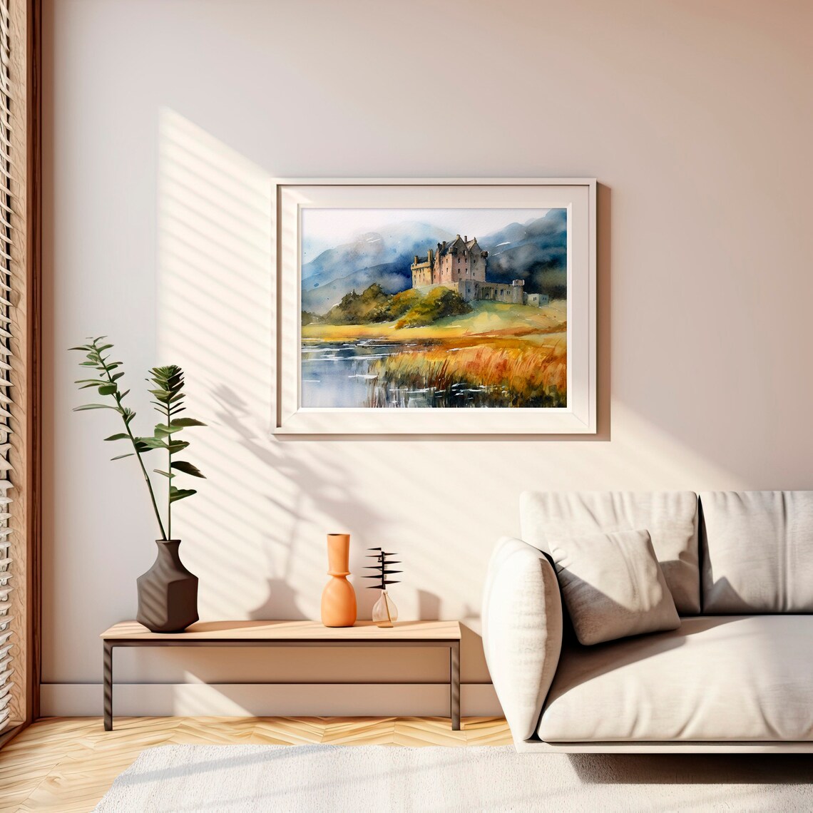 Stunning Kilchurn Castle Scottish Highlands Loch Watercolor Poster - Image 4