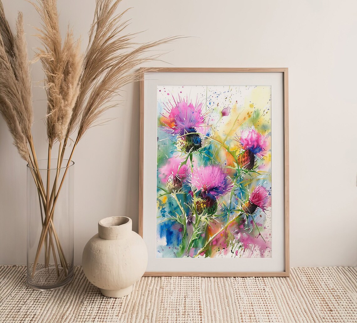 Thistle Watercolor Painting Floral Wall Art Print - Image 5