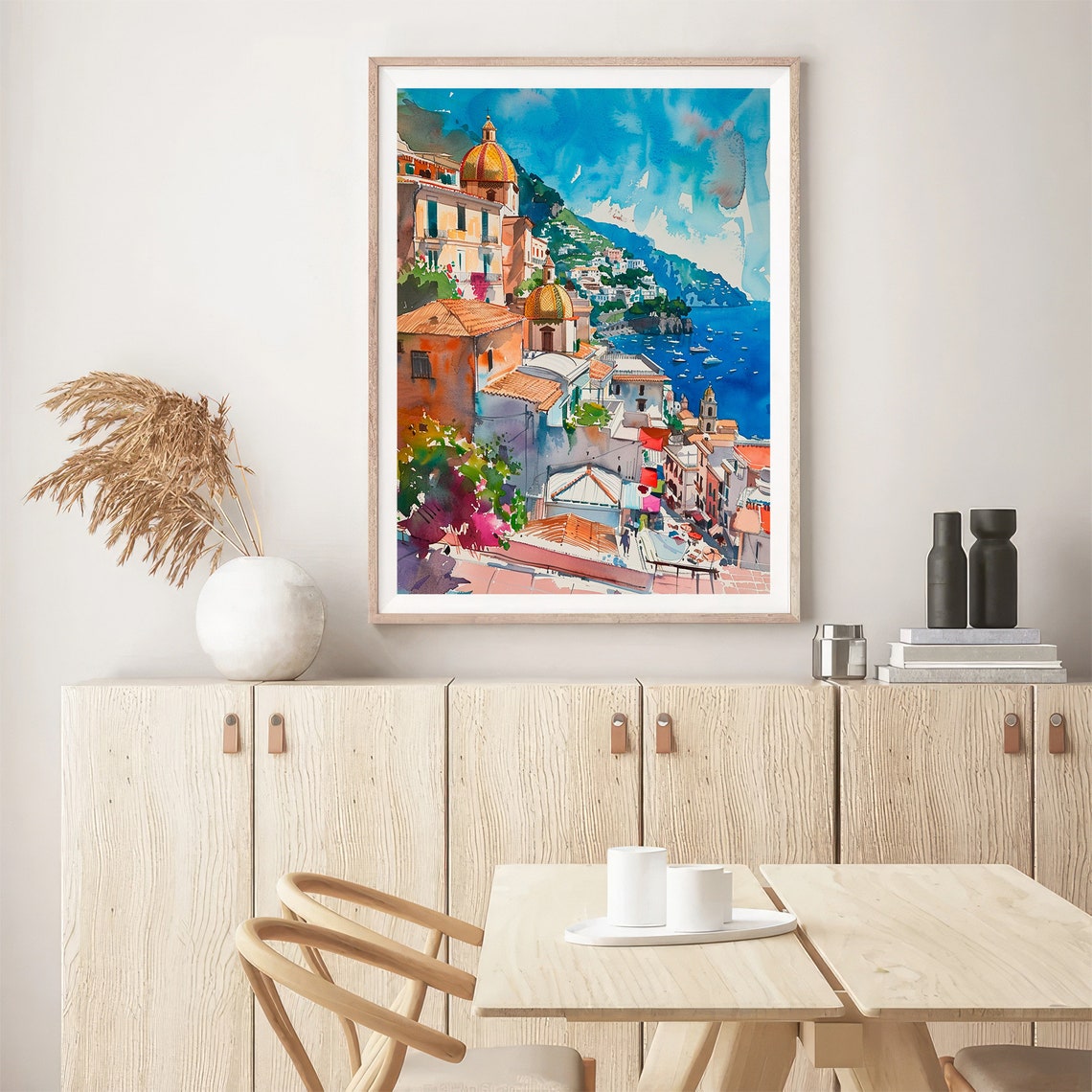Positano Church Domes Amalfi Coast Watercolor Italy Seaside Poster - Image 5